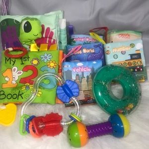 Set of 10- Baby Soft Books Rattles Crinkles Toys